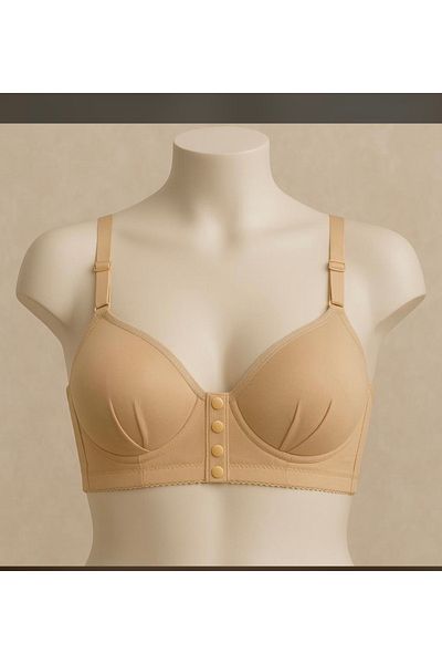Magic Love Front Button Hollow Soft Textured Bra Without Underwire