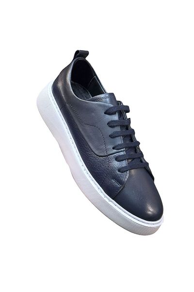 Greyybull Shoes Navy Blue Leather Sneaker Men's Shoes
