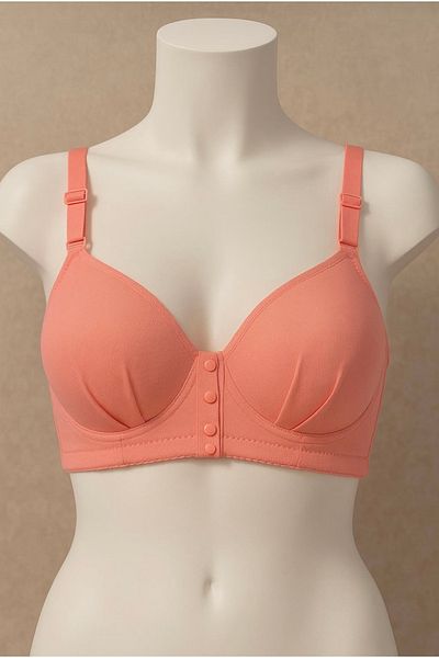 SATTENS Front Button Hollow Unbuttressed Plus Size Bra Soft Comfortable Mold Gathering Bra