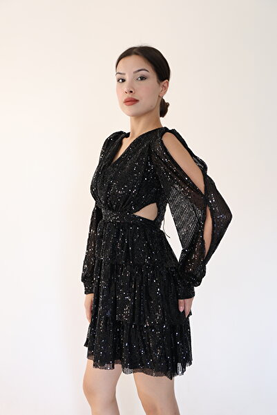 zoezoe Sierra Pullu Arkası Dekolteli Mini Abiye Hijap