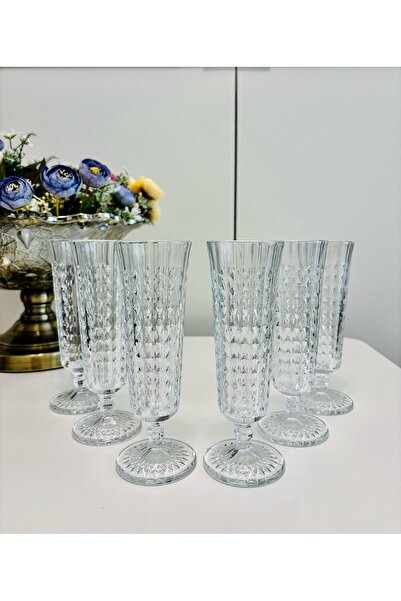 PAKETLENDİ Remas Checkered Footed Crystal Coffee Side Flute Glass 140ml