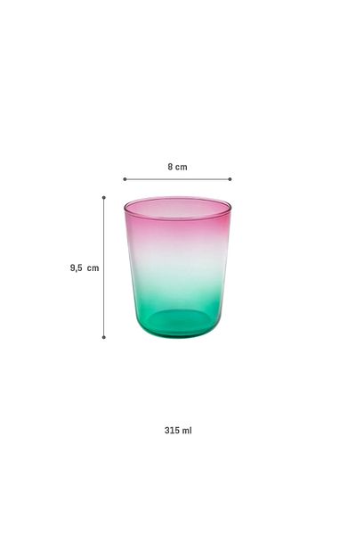 Madame Coco Renard Set of 4 Water Glasses - Pink/Green - 315 ml