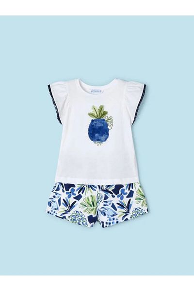 MAYORAL Girls' Sequin Embroidered Floral Shorts Suit Set