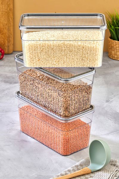 Espas Home 3 Piece Storage Container Set with Gaskets and Leak-Proof Lids – Refrigerator and Dry Food Compatible 3X3600 ml