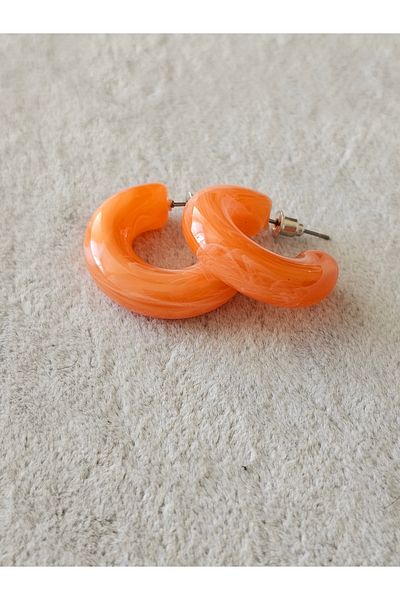 SiestaAccessories Orange Color Acrylic Hoop Earrings