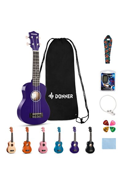 Donner DUS-10P Soprano Ukulele Seti (Mor)