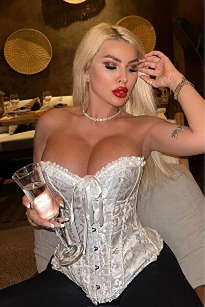 Bikini Mayokini Dünyası Enissa İşlemeli Korse - Beyaz