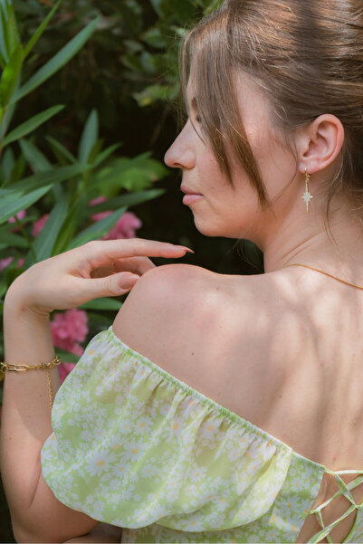 Radino Collection Women's Silver Color Zircon Stone Pole Star 3-Piece Steel Earring Set – Sparkling, Modern Design