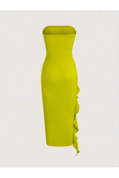 Dressco Nida- Strapless Side Slit Midi Dress