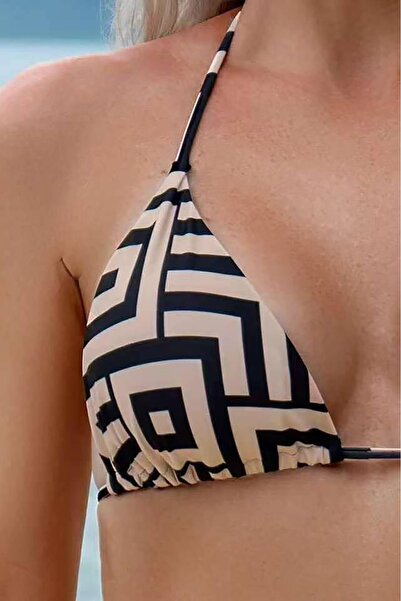 Bikini Mayokini Dünyası Wanda Üçlü Bikini Set - Bej-Siyah