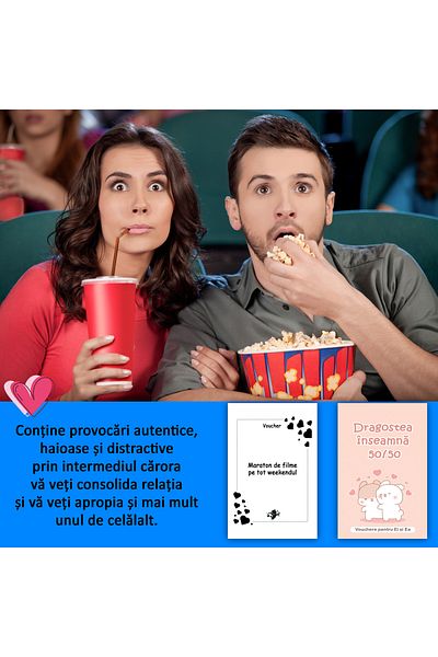 Legendary Gifts Vouchers for Couples, Love Means 50/50, 100 Cards with Different Messages