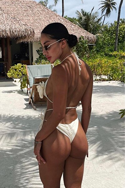 Bikini Mayokini Dünyası Big Rose Triangle Bikini - White