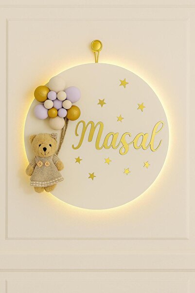 Bonika Bubble Ayıcıklı Ledli Bebek Kapı Süsü - Hastane Bebek Kapı Süsü