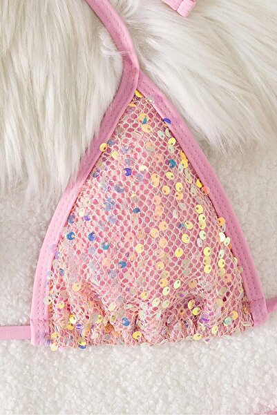 Bikini Mayokini Dünyası Adriana Pullu Brazilian Bikini - Pembe