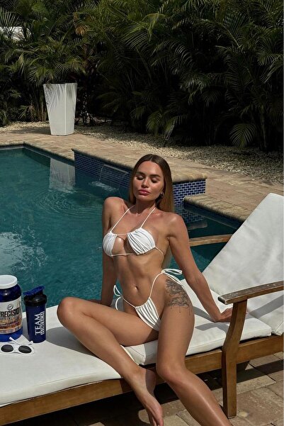 Bikini Mayokini Dünyası Linda Büzgülü Bikini - Beyaz