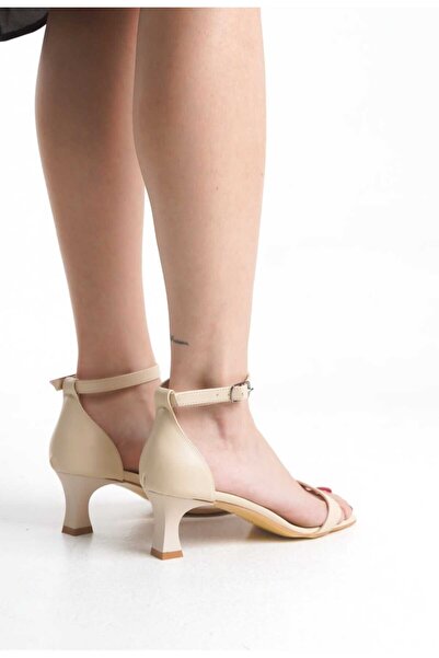 JVC Beige Women's Single Strap Low Heel Shoes