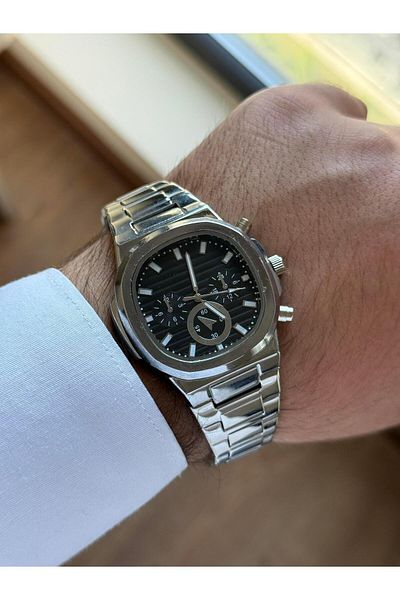 RoseandRoses Lustrie Original Model Men's Watch Silver (Black Dial)