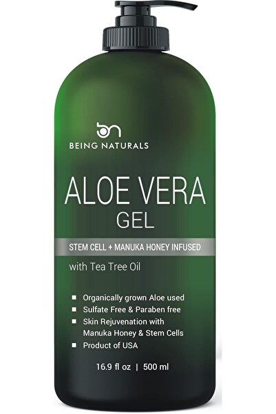 Aloe Vera Gel - 100% Pure Organic Aloe Extract Enriched with Manuka Honey, St...