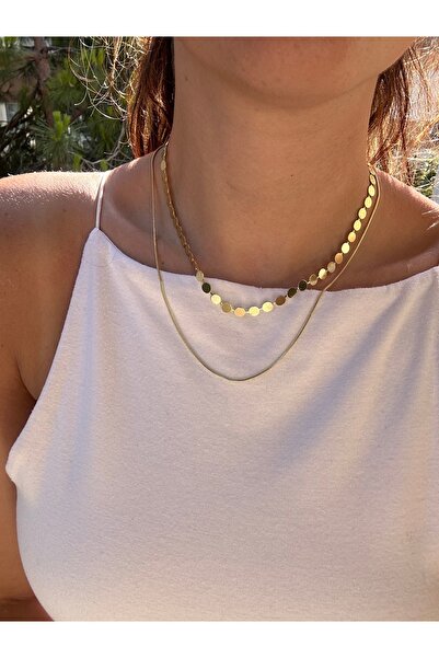 YENGEÇ İkili Ezme Gold Kolye