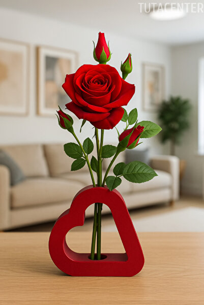 TUTACENTER Kalp Vazo Iskandinav Romantik Kalp Vazo ( Çiçek Dahil Değildir )