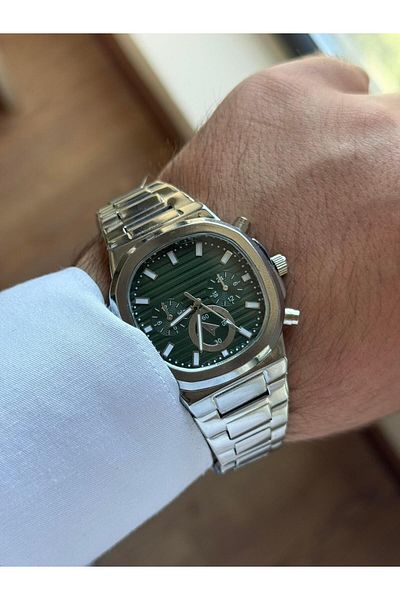 RoseandRoses Lustrie Original Model Men's Watch Silver (Green Dial)