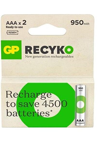 GP AAA 950 mAh Şarjlı İnce Kalem Pil 2'li Paket GP100AAHCEMTR-2GB