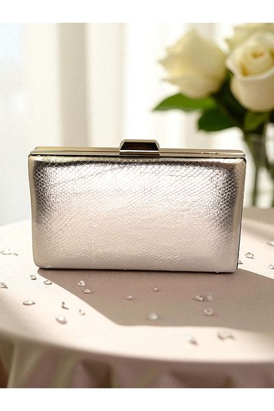Biçanta Rosegold Color Snake Pattern Shiny Leather Women Evening Dress Bag Wedding Engagement Graduation