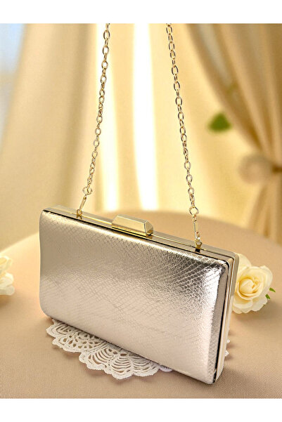 Biçanta Rosegold Color Snake Pattern Shiny Leather Women Evening Dress Bag Wedding Engagement Graduation