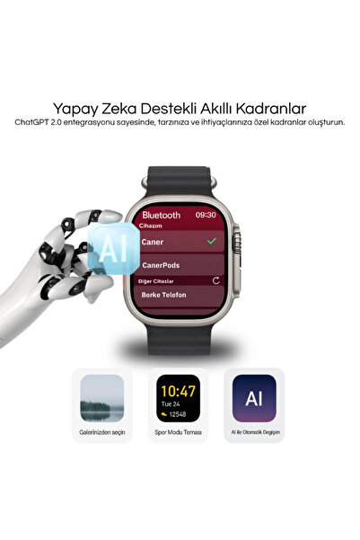 teknowirelessshop Watch HK10 ULTRA 3 MAX - Amoled Ekran - Chatgpt- Çift çekir...