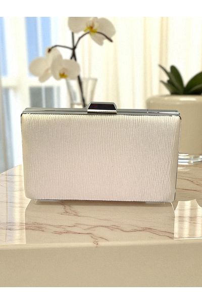 Biçanta Skin Nude Color Waterway Patterned Satin Γυναικείο βραδινό φόρεμα Τσάντα Γάμος Αρραβώνας Αποφοίτηση