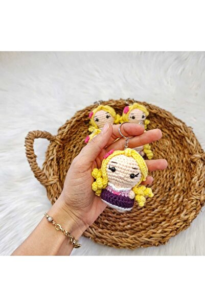 Masal Gurumi AMİGURUMİ ÖRGÜ RAPUNZEL ANAHTARLIK ÇANTA SÜSÜ
