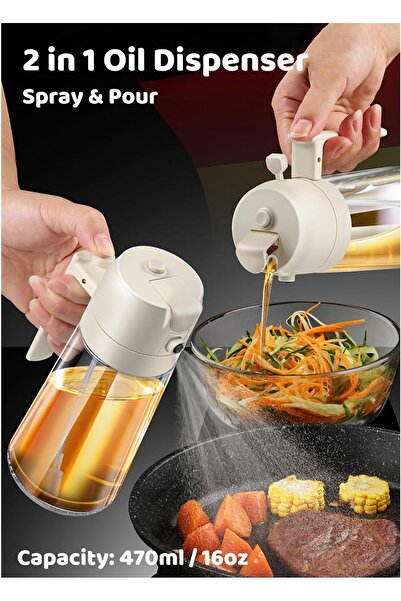 btm home Çift Ağızlı Yağdanlık – Püskürtmeli ve Dökmeli 2’si 1 Arada Cam Yağ ...