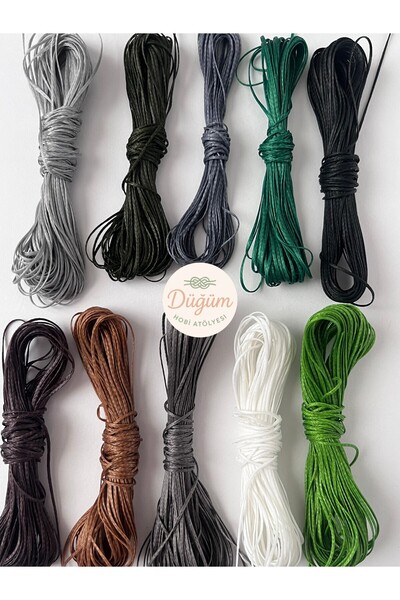 Düğüm Hobi Atölyesi 5 Metre 10 Renk 1 Mm Mumlu Ip (TOPLAM 50 METRE) ( Kolye T...