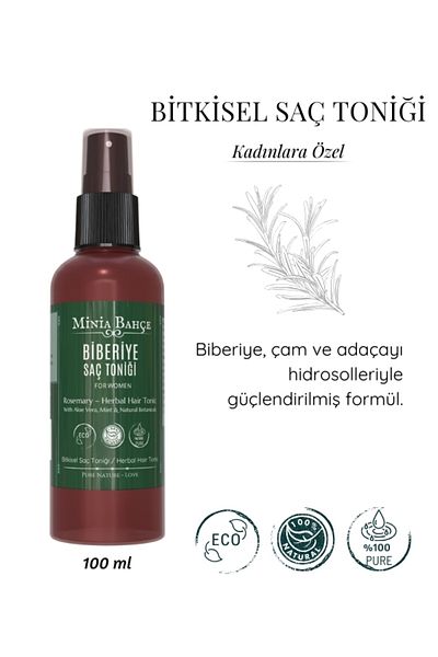 Minia Bahçe Bitki ve Sanat Atölyesi Natural Hair Tonic for Women – Rosemary, Lavender, Mint and Chamomile Hydrosols 100 ml