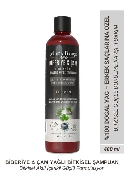 Minia Bahçe Bitki ve Sanat Atölyesi Natural Shampoo for Men – Rosemary & Pine Extract |   Strengthening and Purifying Care – 400 ml