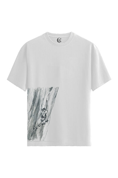 Color Luxe Men/Unisex White 100% Cotton Relaxed Fit Crew Neck Horizon Custom ...