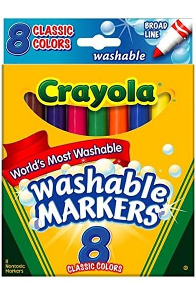 Crayola Broad Point Washable Markers, 8 Markers, Classic Colors Pack of 6