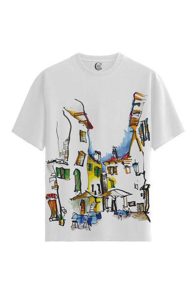 Color Luxe Women/Unisex White 100% Cotton Relaxed Fit Crew Neck Solitude Cust...