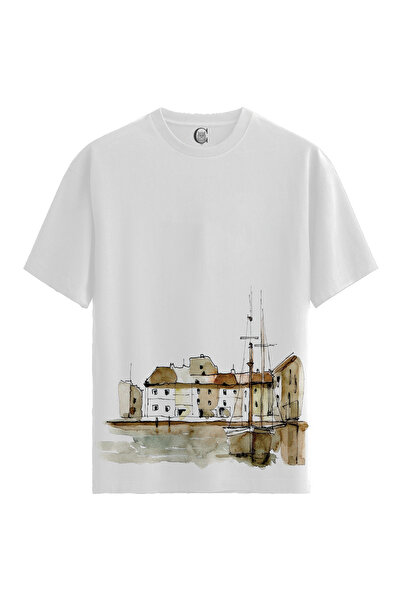 Color Luxe Women'S/Unisex White 100% Cotton Relaxed Fit Crew Neck Fade Custom...