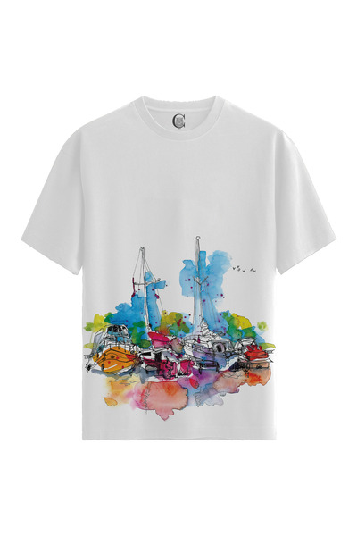 Color Luxe Women/Unisex White 100% Cotton Relaxed Fit (Relaxed Cut) Crew Neck...