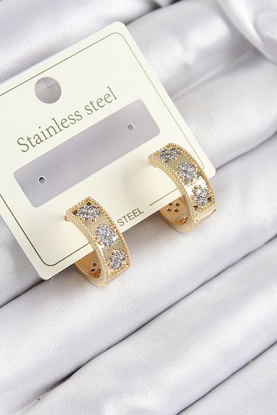 Avantaj Kapıda ®   316L Steel Zircon Stone Hoop Model Gold and Silver Color Women's Earrings