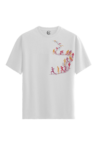 Color Luxe Men/Unisex White 100% Cotton Relaxed Fit Crew Neck Glare Custom Pr...