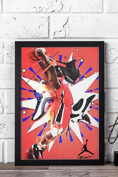 Saturn Zion Williamson Framed Painting - Basketball Nba Poster Painting
