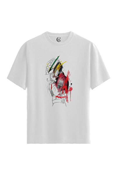 Color Luxe Men/Unisex White 100% Cotton Relaxed Fit Crew Neck Senna Custom Pr...