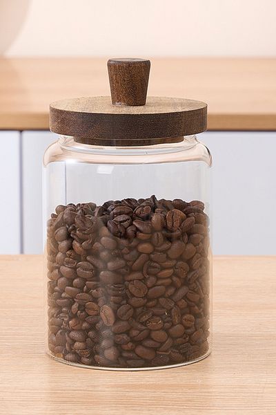 Meturas Glass Jar with Acacia Lid 700 Ml, Leakproof Silicone, Suitable for Storing Dry Food and Spices