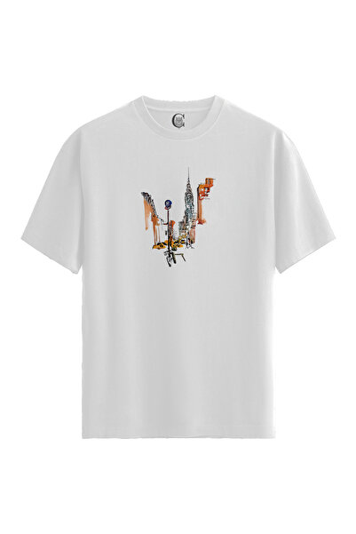 Color Luxe Men/Unisex White 100% Cotton Relaxed Fit (Casual Cut) Crew Neck Ny...
