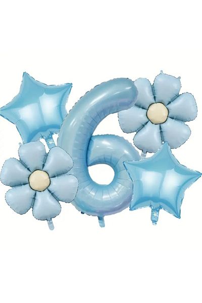 DÜVENCİ TİCARET Blue Daisy Balloon Set