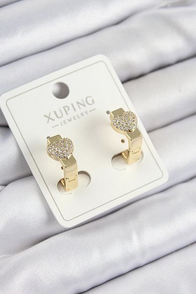 Avantaj Kapıda ®   Xuping Zircon Stone Heart Model Gold Color Women's Earrings