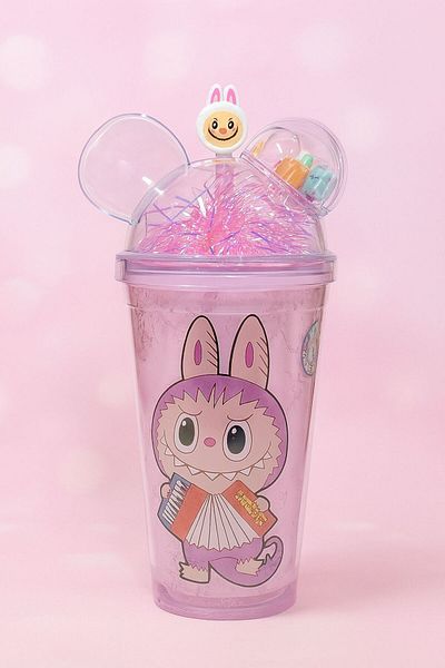 MRShopping Mr Labubu Designed 500 ml Colorful Cold Drink Cup – Sparkling & Straw Lid