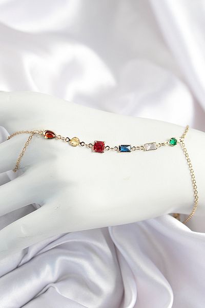 Avantaj Kapıda ®   Brass Colored Zircon Stone Y Model Gold Color Women's Shahmeran
